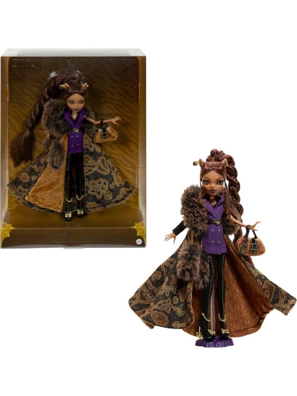 Collectible Monster High Doll, Clawdeen Wolf with Faux Fur Coat & Golden
